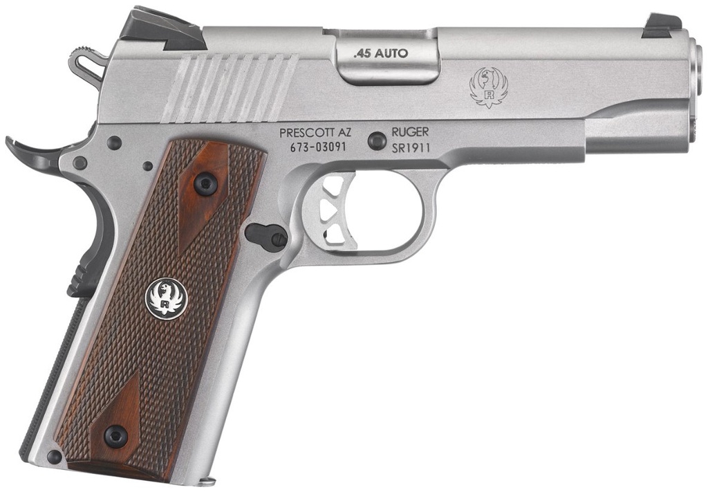 Ruger SR1911 1911 Commander-Style Stainless, .45 Auto, 4.25" BBL, 1:16" Twist, 2x7rd