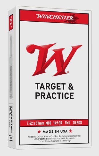 Winchester FMJ Ammo - 7.62x51 - 149gr - 20rd