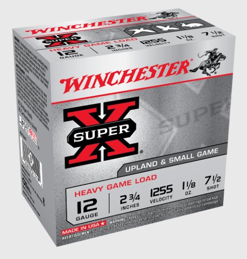 Winchester Super X Heavy Game Load, 12 Ga, 2-3/4", #7-1/2 ,1-1/8 oz, 25 Rd