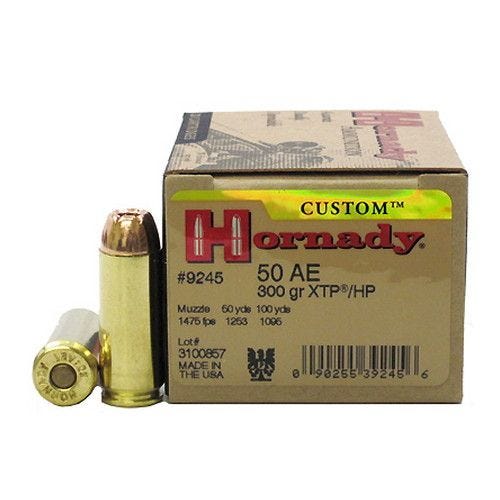 Hornady Custom XTP Ammo, 50 AE, 300 GR, 20 Rds