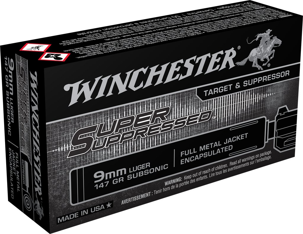 Winchester Super Suppressed Subsonic 9mm, 147gr, 50rd