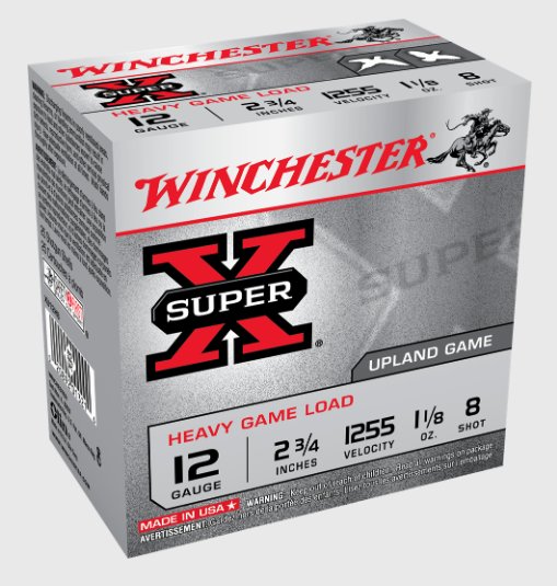 Winchester Super X, Heavy Game Load, 12 Ga, 2-3/4", #8, 1-1/8 oz, 25 Rd