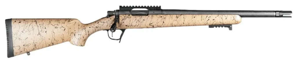 Christensen Arms Ridgeline Scout  - 450 Bushmaster - 16 In - Carbon Fiber Brl - Black Nitride Rec - Tan w/ Black webbing Stk