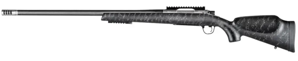 Christensen Arms Traverse  - 7mm PRC - 26 In - Carbon Fiber Brl - Stainless Steel Rec - Black with Gray webbing Stk