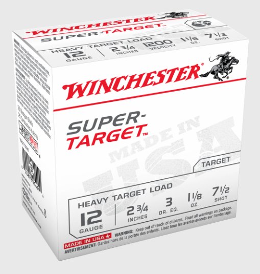 Winchester 12 GAUGE 2-3/4 #7.5 shot 1-1/8 Super Target, 25rd box
