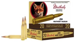 [W8022455SP] Weatherby 224 WBY 55 GR HORNADY VARMINT, 80TH CE