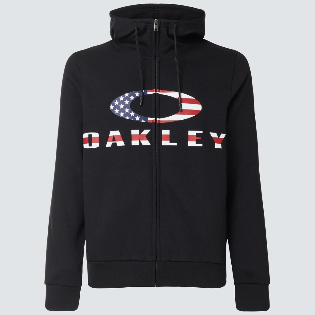 Oakley Bark Full Zip Hoodie - Black / American Flag - Size Large