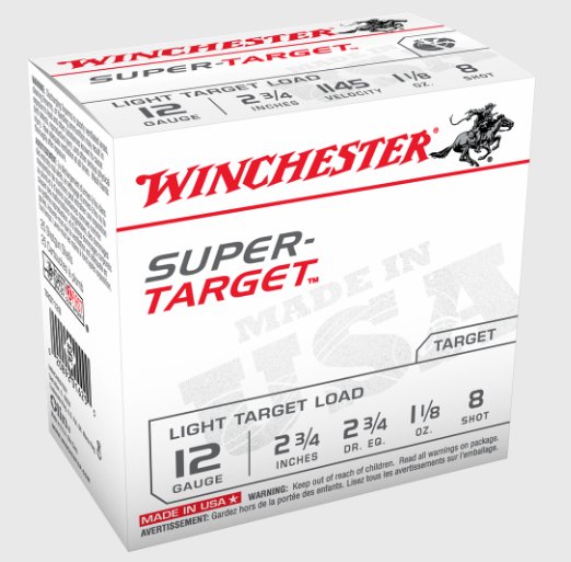 Winchester Super Target, 12 Ga, 2-3/4", 1-1/8oz, 8 Shot, 25 Rds