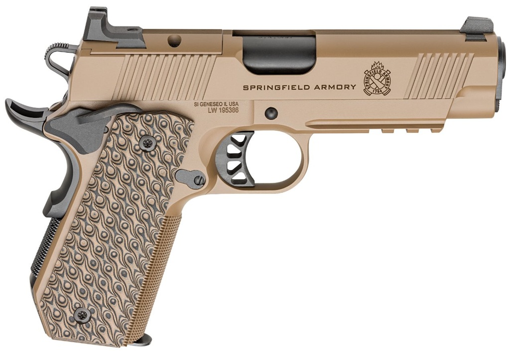 Springfield Armory 1911 TRP™ AOS CC CUT W/LIGHT RAIL U-NOTCH W/TRITIUM, Caliber: 9 MM, Length: 4.25", Finish: COYB, Mags: 3, Capacity: 3-9