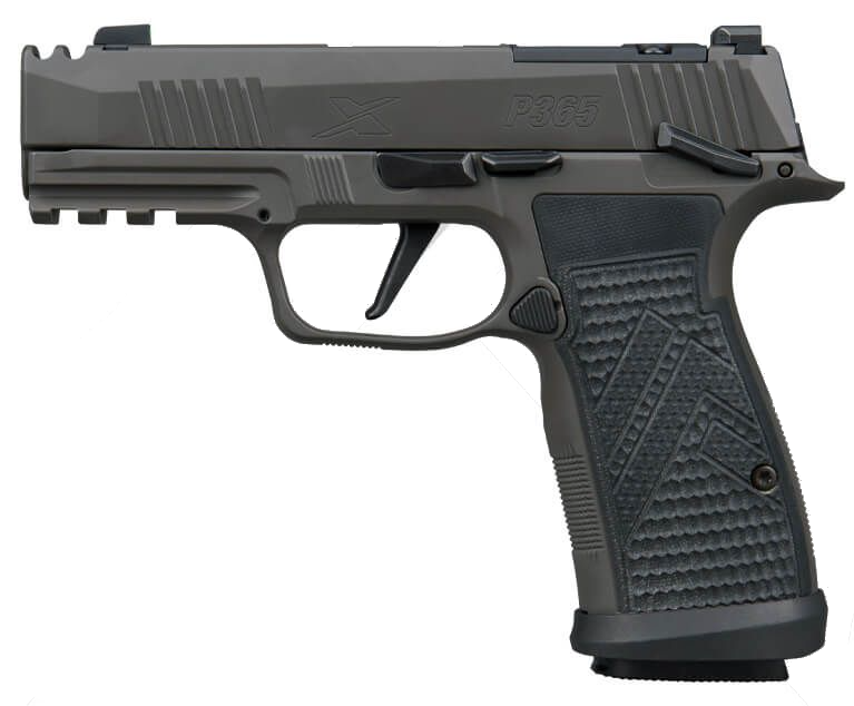 SIG P365, 9MM, 3.1IN, LEGION, GRAY,  X-RAY 3, AXG GRIP, (3) 10RD MAG, COMPENSATOR, CA COMPLIANT              [10%]