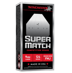 [SM9RN124] Winchester SUPER MATCH 9MM 124GR RN RMJ 50 rds