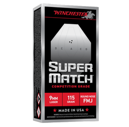 [SM9RN115] Winchester SUPER MATCH 9MM, 115GR, RN FMJ 50 rds