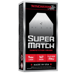 [SM9FN147] Winchester SUPER MATCH 9MM, 147GR, FN FMJ,  50rds