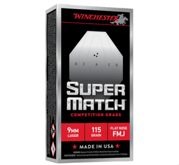 [SM9FN115] Winchester SUPER MATCH 9MM, 115GR, FN FMJ, 50rds