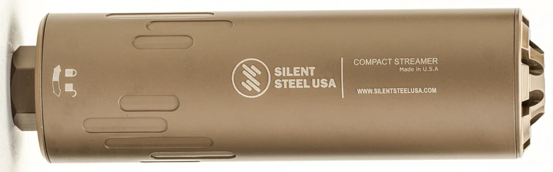 Silent Steel COMPACT STREAMER, 7.62, HUB Mount 1 3/8x24, Stainless Steel , FDE, 5.9 in, 15.87 oz, 1.6 in
