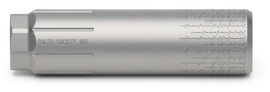 Polite Society Verdict 7.62 Ti Suppressor, Grade-5 Titanium, 8.33 oz, HUB, .30 Cal