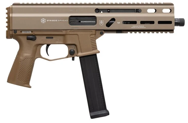 Grand Power Stribog SP45A3 .45 ACP 8" FDE 20+1 — 197892004794