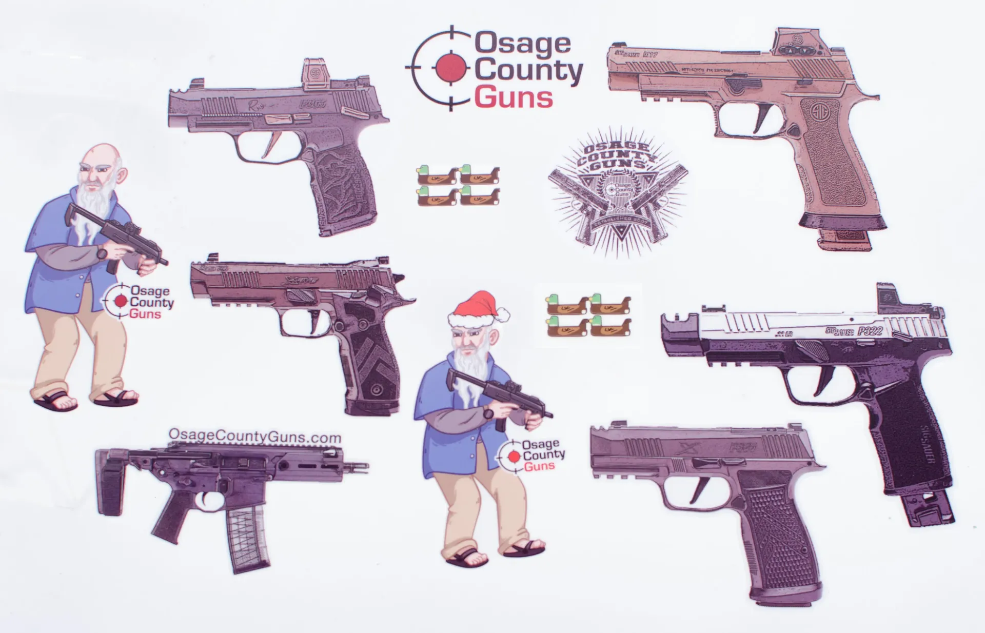 [OCG-DUCK-STICKER-PACK] OCG P365 Duck Stickers for SIG P365 / P365XL (Qty 8) / Sticker Pack