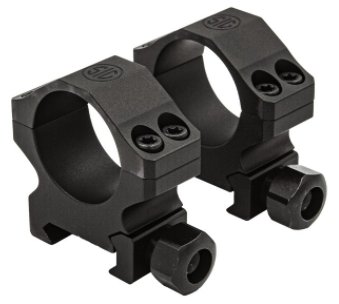 Sig ALPHA1 SCOPE RINGS, 30MM, HIGH PROFILE 1.12IN. , ALUM, SIG HUNTING, COMPLETE SET, MATTE BLK