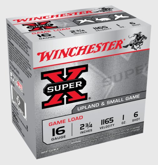 Winchester Super X, Game Load 16 Ga, 2.75",  #6 1 oz,  25 Rds