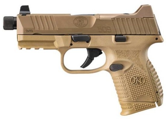 FN FN509 Compact Tactical, Threaded, FDE, 9mm, 4.32" BBL, 1:10" Twist,  12/24rd