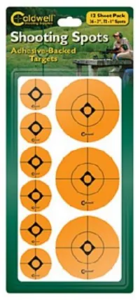Caldwell 1" & 2" Orange Shooting Spots, 12 sheets (72-1", 36-2")