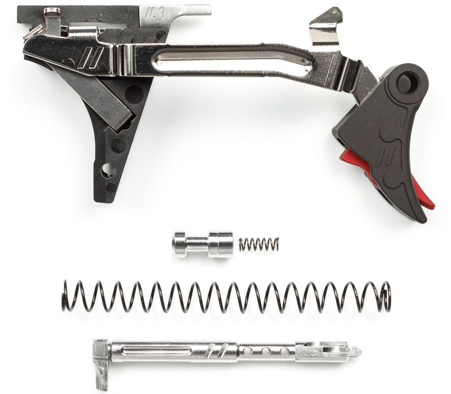 ZEV Technologies Pro Trigger Curved Face Kit, 1-4 Gen, 9mm, Blk/Red