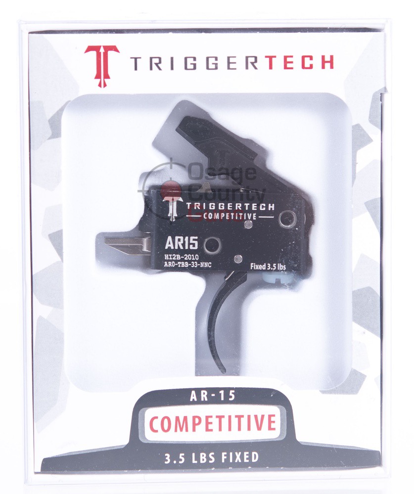 TriggerTech AR15 Black Competitive Curved Trigger, Fixed 3.5 lb