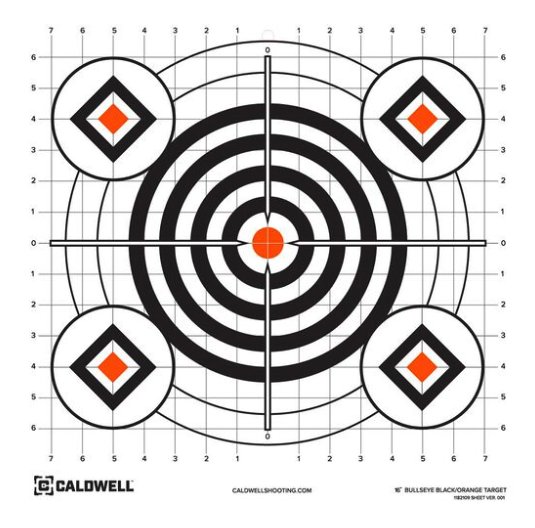 Caldwell Paper Target, 16in, Sight In Bullseye, Orange/Black, 10 Pack