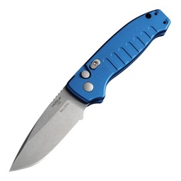 [Hogue-64133] Hogue Ballista-I 3.5" Button Lock Automatic - Drop Point Blade Tumbled Finish Aluminum Frame - Matte Blue