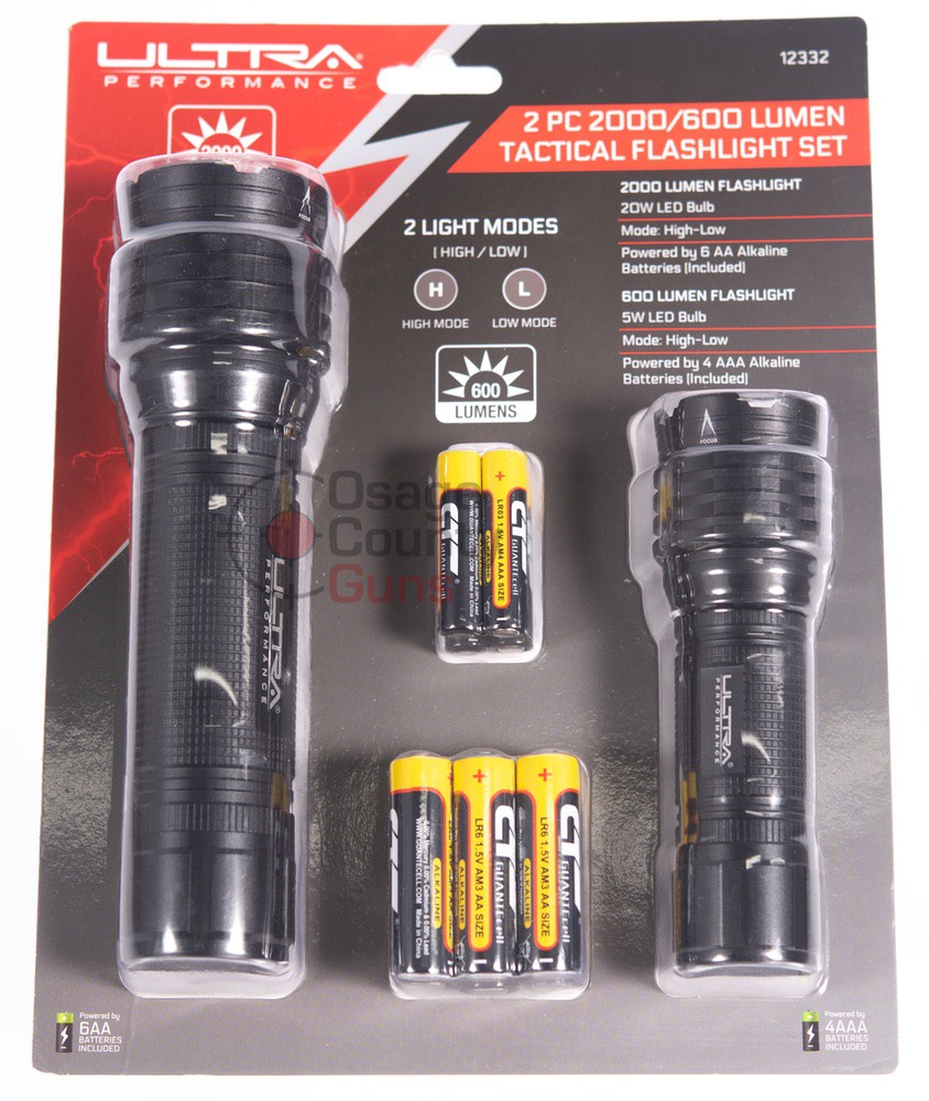 Ultra Performance 2 Pc 2000LM / 600LM Tactical Flashlight Set