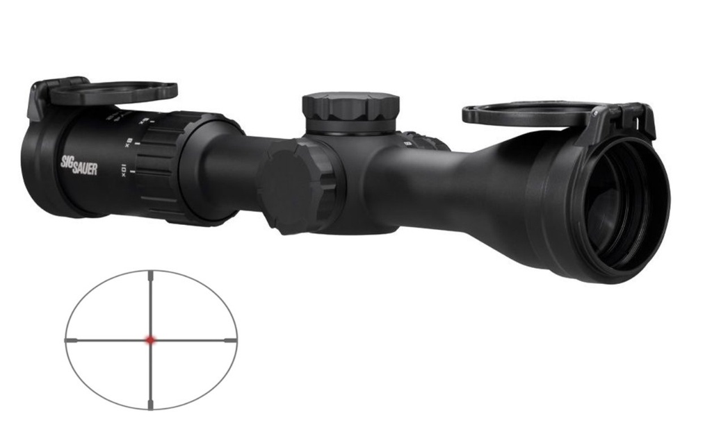 SIG WHISKEY4 SCOPE, 2.5-10X42MM, 30MM, SFP, HELLFIRE QUADPLEX ILLUM RETICLE, CAPPED 0.25 MOA ADJ, BLACK