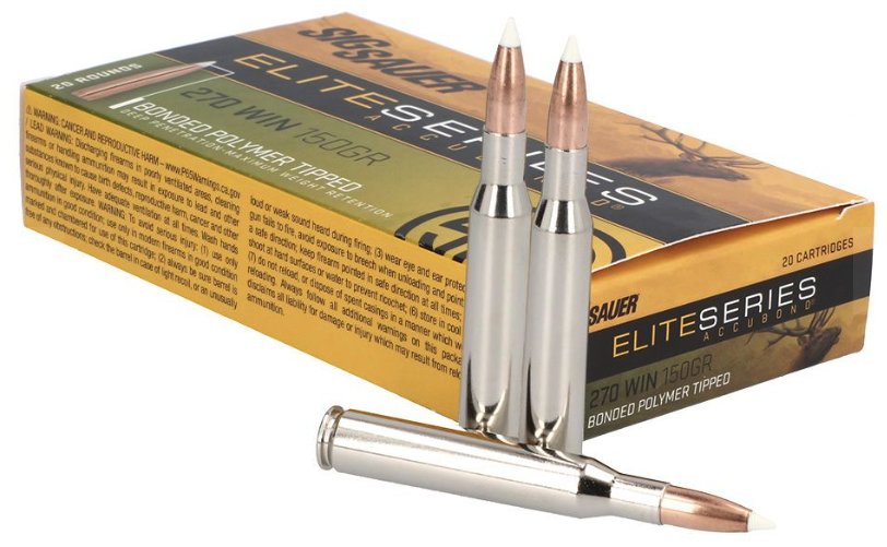 Sig Sauer .270 Win Elite Accubond Hunting Ammo, 150gr, 20rd Box