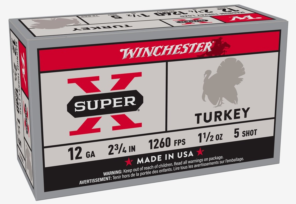 Winchester Super X Turkey 12GA,  2-3/4", #5 Shot, 1-1/2 oz, 10rd